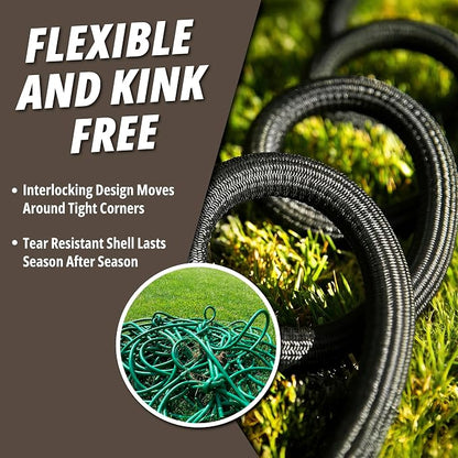 Hydrosteel PRO 100 Ft Heavy Duty Metal Garden Hose with Nozzle, Water Hose Made from 304 Stainless Steel, Flexible, Lightweight, Brass Crush Resistant Fittings, Kink Free, 5/8” Diameter, 600 PSI