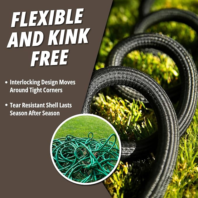 Hydrosteel PRO 50 Ft Heavy Duty Metal Garden Hose with Brass Nozzle | Made from 304 Stainless Steel, Flexible, Lightweight, Crush Resistant Fittings, Kink Free, 5/8” Diameter, 600 PSI Water Flow