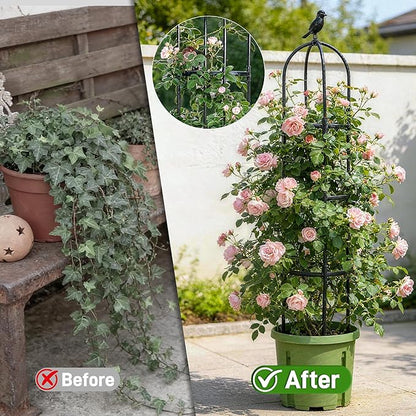 2 Pack Trellis for Climbing Planting Outdoor, 6ft Plant Trellis-Rustproof Metal Pipe with Heavy Duty Plastic Coated, Potted Plant Support for Clematis Vine Jasmine Support
