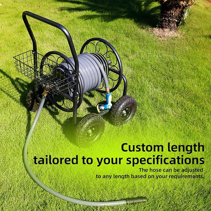 Worth Short Lead-in Gray Garden Hose 5/8 in. x 12 ft. -Kink Free, No Leaking, Male/Female Fittings -Heavy Duty Durable Flexible Lightweight Water Pipe -Brass Aluminum Ends for Household & Yard Use
