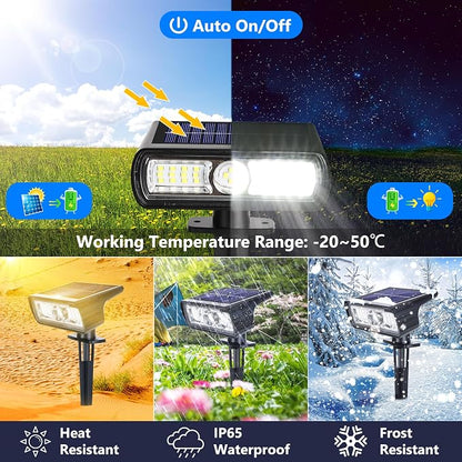 Toodour Solar Spot Light Outdoor, 4 Pack Solar Lights Outdoor with 2 Modes, Waterproof Solar Powered Flood Lights Landscape Lighting for Yard Garden Home Pathway Walkway Outdoor Decor - Cool White
