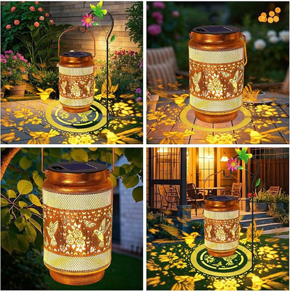 Hummingbird Solar Lanterns Outdoor Waterproof with Shepherd Hook, Gifts for Birthday Women Mom Grandma, Metal Solar Hanging Lights Garden Decor for Outside Yard Patio Pathway Porch