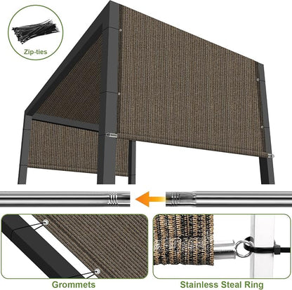 Shade&Beyond 4' W × 14' L Pergola Shade Cover Mocha Pergola Cover Canopy Replacement Shade Cloth for Garden, Patio, Deck, Porch with Grommets and Rods(Make Custom Size)
