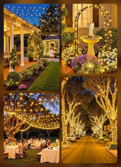 Brightown Solar String Lights Outdoor, 40FT 100 LED Solar Powered String Lights Waterproof with 8 Modes, Auto On/Off, Patio Lights for Outside Tree Garden Balcony Party Decor (Warm White)