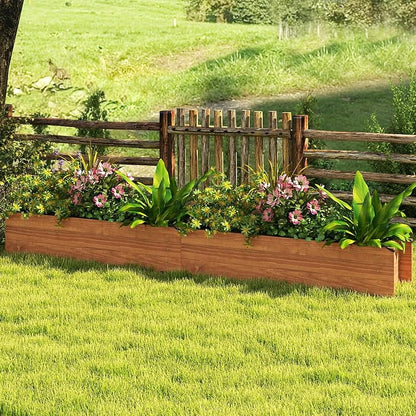 S AFSTAR 2 Pieces Raised Garden Bed, 44" x 11" x 10" Wood Rectangle Planter Box with Drainage Holes, Water-Resistant Paint, Decorative Window Box, Outdoor Garden Bed for Fruit Vegetable Flower Herb