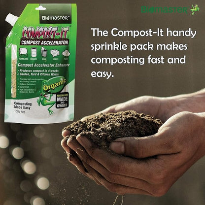 Compost-It Compost Accelerator/Starter 100g Spout Pack for All Composting Systems, (100% Natural Concentrate)