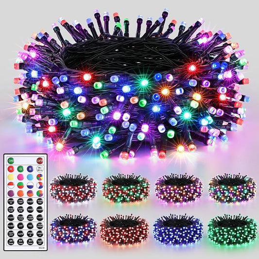 Joomer Christmas String Lights - 66FT 200LED Plug-in RGB String Lights | with Remote, Waterproof Outdoor Indoor with Timer Memory Function for Tree, Yard, Christmas Decor (Non-Connectable)
