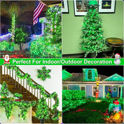 Green Christmas Lights Outdoor, 100FT 300 LED Christmas Tree Lights with 8 Modes, Waterproof Connectable String Lights for Outside Indoor Bedroom House Patio Garden Party Holiday Decorations