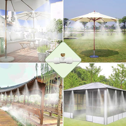 Mister System for Outside Patio, White Misting Kit for Backyard, 65Ft (20M). Outdoor Cooling Mist for Outside Garden, Deck, Umbrella, Canopy, Pool, Porch,Greenhouse, Trampoline Sprinkler, Kids, Park