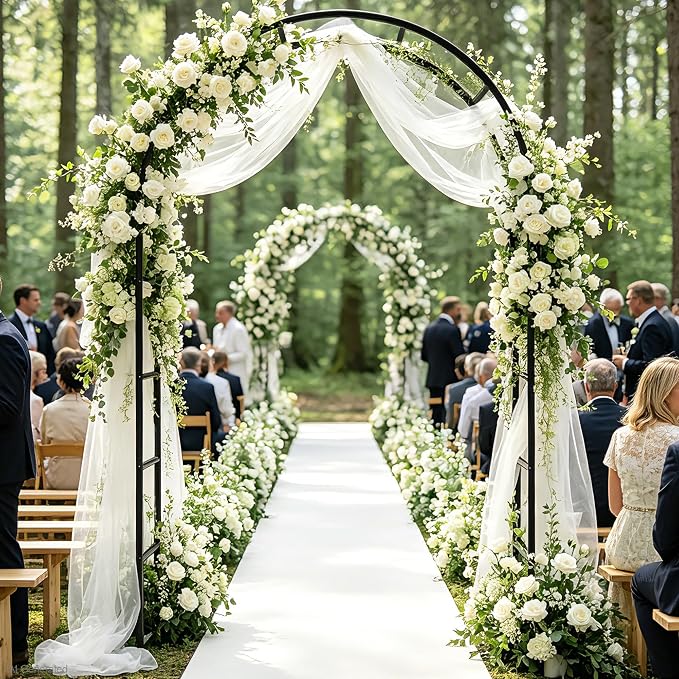 Metal Garden Arch Trellis for Climbing Plants, 94.5" H x 55" W Outdoor Arbor with Rust-Proof Steel Frame, Heavy-Duty Wedding Arch Stand for Ceremony Decor, Balloon Arch Frame for Parties