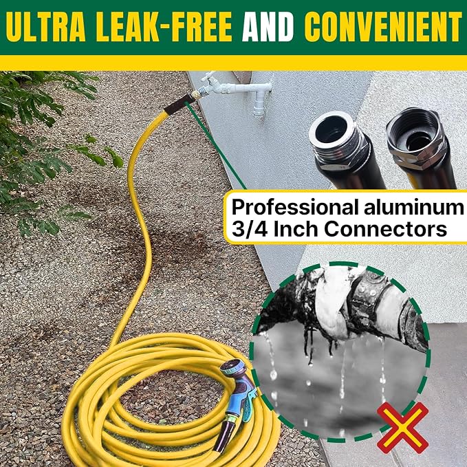 T TOVIA 30 ft Garden Hose x 5/8 in,All Weather Hybrid Water Hose,Lightweight,Kink Free.Flexible Garden Hose with 3/4'' Aluminum Fittings,Watering Equipment for Outdoor, Backyard, Lawn