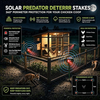 Solar Ultrasonic Animal Repeller with Red&Blue Light for Gardens, Farms and Courtyards, Outdoor Sonic Fortress Pro Deterrent for Deer, Raccoons, Squirrels, Cats, Rabbits, Skunks, Foxes & More(4Pack)