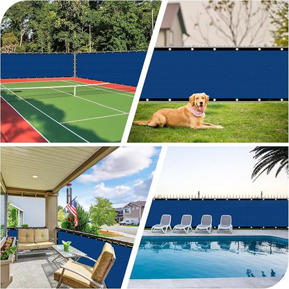 iCover 4x25ft Privacy Screen Fence, Outdoor Fencing Panels, Garden Windscreen Mesh Shade Sail Net Barrier, Include Reinforced Bindings and Brass Grommets Cable Zip Ties, Blue