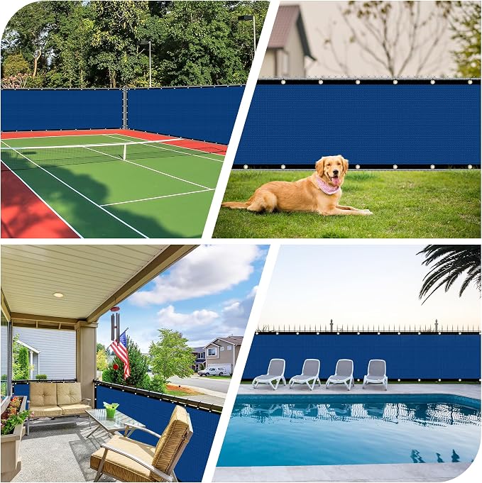 i COVER 6x25ft Fence Privacy Screen, Heavy Duty Privacy Fence Screen, Outdoor Shade Cloth Mesh Barrier, Cable Zip Ties Included, Blue
