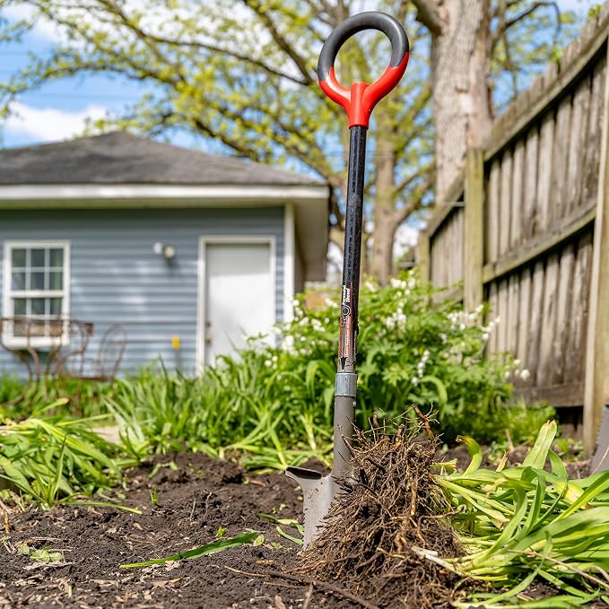 Root Slayer 23311 Perennial Garden Shovel, Fiberglass Shaft, Red