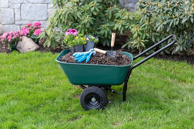 Garden Star 70019 Garden Barrow Dual-Wheel Residential Wheelbarrow Garden Cart