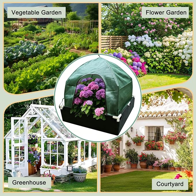 2.2*2.2FT Felt Garden Raised Bed with Plant Covers, No-Tool Growing Bed with Bug Insect Proof Mesh Plant Tents & Sun Shade, 3 Sizes Plant Protection System for Vegetables, Fruits & Flowers