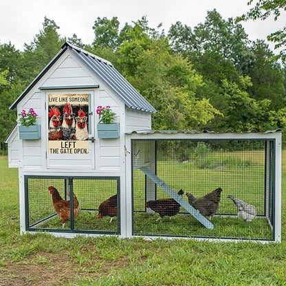 Vintage Metal Chicken Signs-Funny Chicken Decor Sign Live Like Someone Left The Gate Open Tin Sign for Home Chicken Coop Farm Fence Kitchen Bathroom Bedroom Wall Decor 8x12 Inches