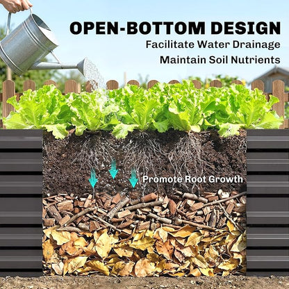 Outsunny Galvanized Raised Garden Bed Kit with Reinforcing Bars, Large and Tall Metal Planter Box for Vegetables, Flowers and Herbs, 6' x 3' x 2', Dark Gray