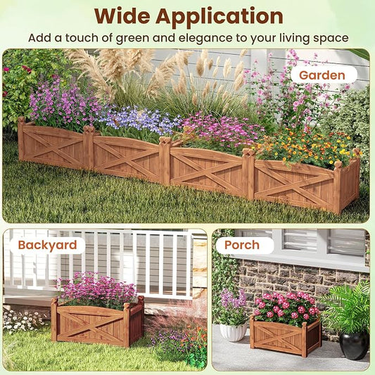 Giantex Raised Garden Bed, Wooden Planter Box Outdoor, 25”x 16”x 15” Rectangular Garden Bed for Vegetables Flower Herb Fruit
