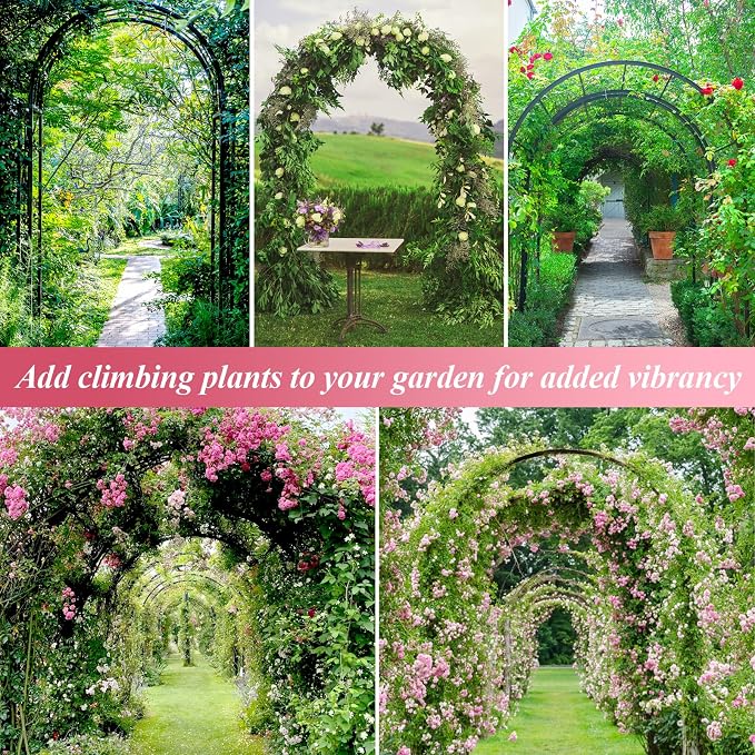 Thickened Tube Garden Arch Trellis - 4.6ft Wide x 7.9ft High or 7.6ft Wide x 6.4ft High - Garden Trellis for Climbing Plants - Stable Garden Arbor, Birthday Party Wedding Arch Decoration