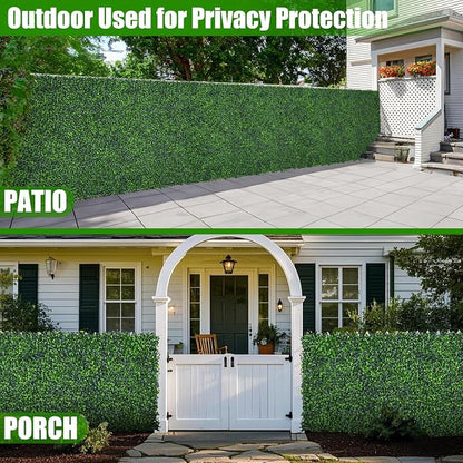 Artificial Boxwood Roll,40x120 in(33.3 sqft) UV-Anti Faux Ivy Grass Wall Backdrop for Balcony Privacy, Fake Grennery Wall Decor for Garden, Patio, Backyard