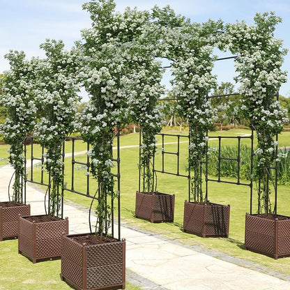 BUKLIYN Garden Arch Trellis - Length: 59in, Height: 94.5in Garden Trellis for Climbing Plants Outdoor - Garden Arch for Lawn, Party, Ceremony Wedding Decoration