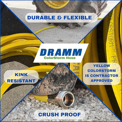 Dramm ColorStorm Premium Rubber Garden Hose – 75 ft Heavy Duty 3/4" Water Hose – Kink Resistant, Crush-Proof Nickel-Plated Couplings – Made in USA - Orange