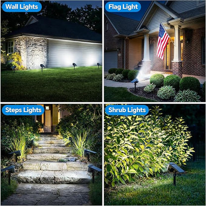 Solar Spot Lights Outdoor, 4 Pack 58 LED Solar Landscape Spotlights, Auto On/Off 3 Lighting Modes, 2-in-1 IP65 Waterproof Solar Landscape Lights for Yard Garden Pathway Tree