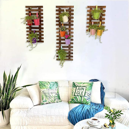 ShopLaLa Wall Planter (3 Pack) Wooden Hanging Planter for Indoor Plants | Air Plant Succulent Holder, Live Vertical Garden Large Wall Mounted Plant Stand Decor for Christmas Outdoor Garden