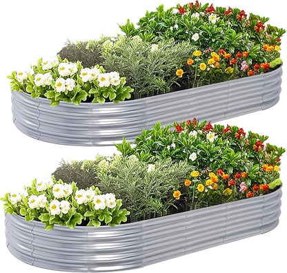 Galvanized Raised Garden Bed, 8x4x1 FT Thickening Planter Boxes Outdoor, Raised Beds for Gardening, Easy Assembly Large Garden Bed for Vegetables, Fruits, Flowers (2-Pack)