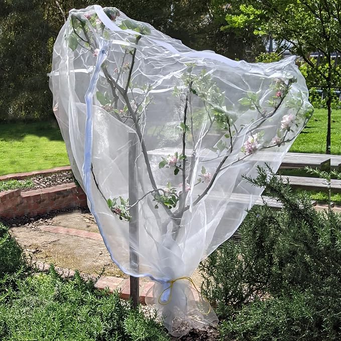 Zippered Caterpillar Sleeve, Milkweed Plant Netting, Garden Netting Plant Covers Bird Net with Drawstring, 24 inch Square Top, 48 inch Drop
