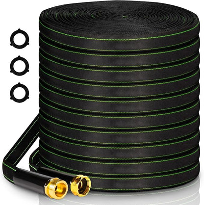 Garden Hose 25 ft Water Hose Flexible Heavy Duty Lightweight No Kink Long Outdoor Non-Expandable High Pressure Flat Hoses Pipe 25’ Strong 3/4’’ Brass Fitting for Outside Yard Lawn Car Wash