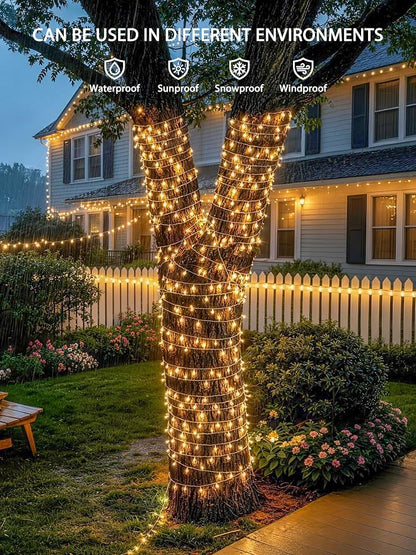 JMEXSUSS 600 LED RGB String Light Outdoor Indoor, Christmas Lights Outdoor Clear Wire Christmas Lights Plug in for Bedroom Tree Room Party Birthday Decorations