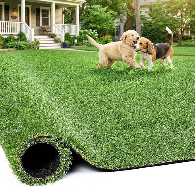 Artificial Grass Rug Indoor Outdoor, 5 x 6FT Faux Grass Turf with Drainage Holes, Realistic Artificial Lawn Rug Dog Pets Mat, Turf Carpet for Garden Lawn Landscape Balcony Patio Backyard Decor