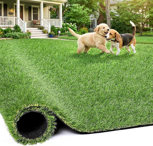 Artificial Grass Rug Indoor Outdoor, 5 x 6FT Faux Grass Turf with Drainage Holes, Realistic Artificial Lawn Rug Dog Pets Mat, Turf Carpet for Garden Lawn Landscape Balcony Patio Backyard Decor