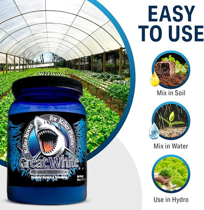 Great White Mycorrhizal Fungi 4 oz, Beneficial Bacteria for Plant Growth, Root Stimulator, Concentrated 3-in-1 Formula by Plant Success