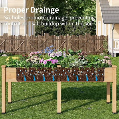 Wood Raised Garden Bed, 72x24x30in Elevated Wooden Planter Box with Legs Standing Growing Bed for Backyard, Patio, Balcony with Bed Liner, 200 Pound Capacity 3PCS