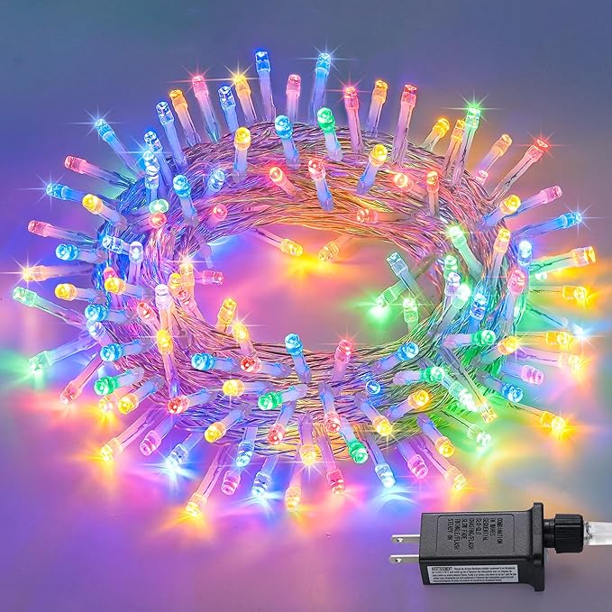 JMEXSUSS 150 LED Multicolor String Lights Indoor Outdoor Waterproof, 59 Ft Connectable Christmas Tree Lights, 8 Modes Plug in Colorful String Lights for Patio, Party, Holiday Decorations, EXS-S-0150