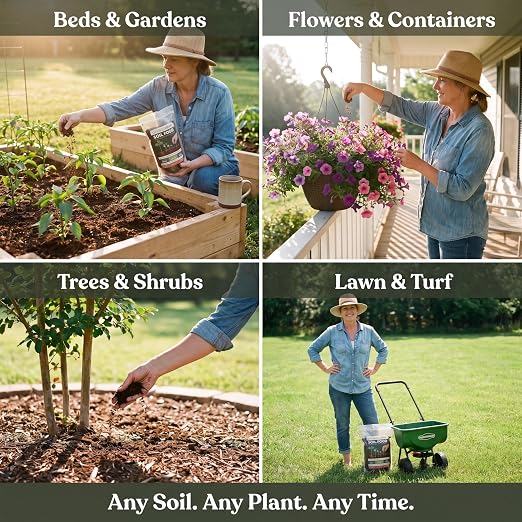 OrganiLock Soil Food — Organic All-in-One Soil Amendment + Fertilizer | Mycorrhizae, Biochar & Beneficial Bacteria | OMRI Listed, Patented, Won’t Burn | Vegetables, Flowers, Lawns