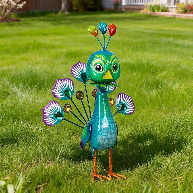 Natelf Metal Peacock Statue Outdoor Garden Yard Patio Decor Gift for Women | Indoor Home Decor Lawn Sculpture Mom Grandma Mother's Day Birthday
