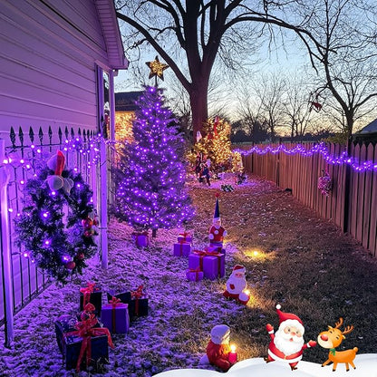 JMEXSUSS 600 LED Solar Halloween Lights, 206.7ft Solar String Lights Purple | Halloween Lights Outdoor Waterproof, 8 Modes Purple Christmas Lights for Outside Yard Patio Tree Garden Xmas Halloween Decor