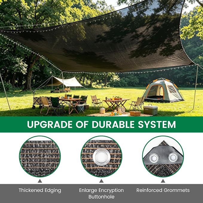 Shade Cloth, 20FT X 30FT 70% Black Outdoor Woven Sun Shade with Grommets, Durable Breathable Netting Shading Antifreezing for Patio, Garden, DIY Home, Plants Cover, Greenhouse, Dog Kennel