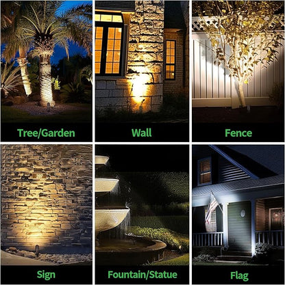 Low Voltage Landscape Lighting Kit, 4 Pack 3000K/4000K/5000K Adjustable Spotlights and 100W Transformer and 100FT Cable and 20 Wire Connectors, Aluminum ORB Waterproof Uplight for Tree Yard