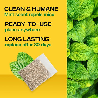Victor Scent-Away Mouse Repellent Pouches 10-Pack, Natural Rodent Deterrent | Indoor Outdoor Pest Control, Peppermint Oil Granules, Mice and Rat Protection for Home, Garage, Vehicle, M805B-2SR