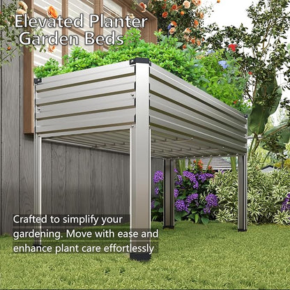 DIIYIV Galvanized Raised Garden Bed with Legs,2PCS 48×24×30in Elevated Planter Box for Backyard,Outdoor Garden, Patio, Balcony, 350lb Capacity,Silver