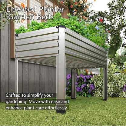DIIYIV Galvanized Raised Garden Bed with Legs,48×24×30in Silver | Elevated Planter Box for Backyard,Garden, Patio, Balcony, 400lb Capacity