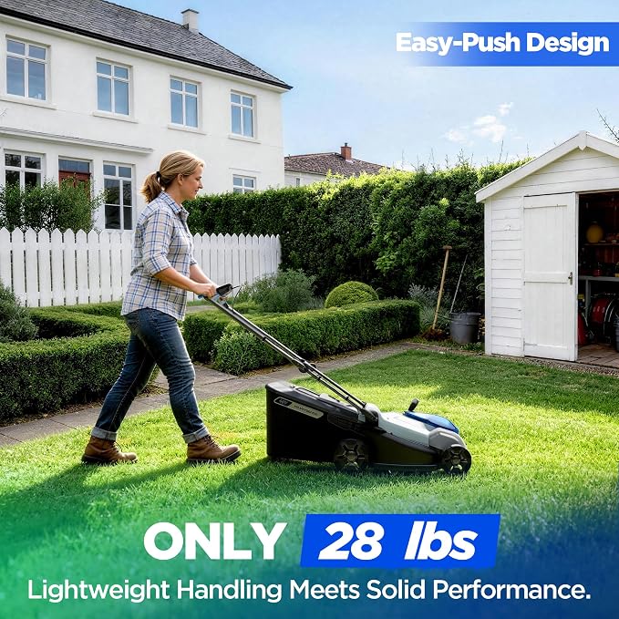 18-Inch Electric Lawn Mower, 40V Self-Propelled Cordless Lawn Mower with 4.0Ah Battery & Charger, Brushless Motor, 2-in-1 Mulching & Bagging, 6-Position Height Adjustment, for Small to Medium Yards