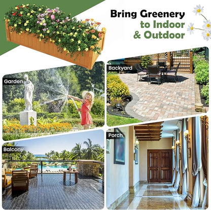 Giantex 2 Pcs Raised Garden Bed, Wooden Planter w/Drainage Holes, Rectangular Plant Box for Vegetables Flowers Herbs Fruit Growing, Raised Container for Garden Patio Balcony, Easy Assembly