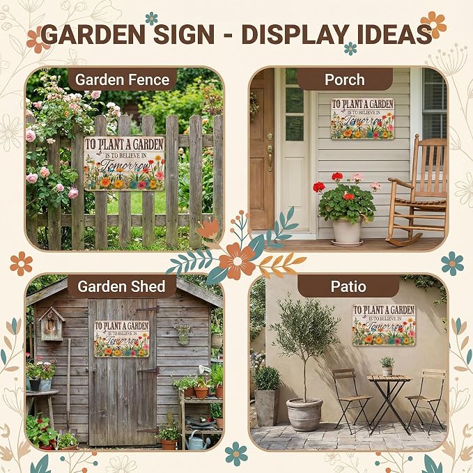 Bestylez Gardening Gifts Vintage Gardening Sign To Plant A Garden is To Believe Tomorrow Tin Sign for Home Garden Greenhouse Living Room Bedroom Outdoor Yard Backyard Decor 8X12 Inch (3366)